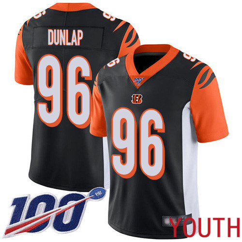 Cincinnati Bengals Limited Black Youth Carlos Dunlap Home Jersey NFL Footballl #96 100th Season Vapor Untouchable